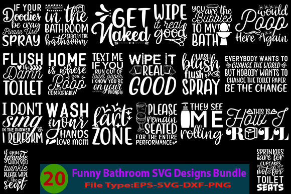 Funny Bathroom Quotes Design Bundle