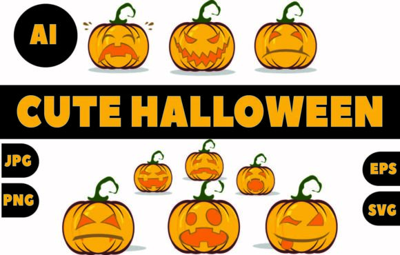 Funny Cute Halloween Pumpkin Graphics for Crafts