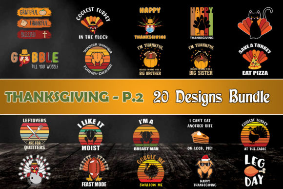 Thanksgiving Bundle SVG 20 Deigns Graphics for Crafts