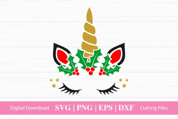 Unicorn Face Funny Christmas Graphics for Crafts
